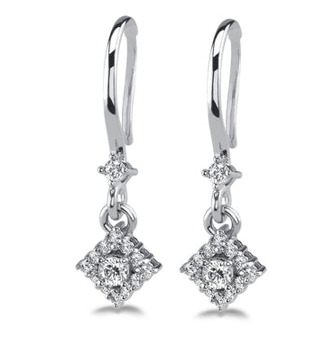 Diamond Filled Diamond Drop Earrings Lab-Grown Diamond with 1.43 ct.(finished) 2mm, 2.2mm, 4mm