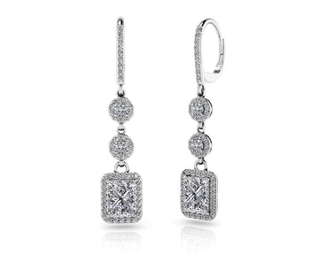 Extravagant Diamond Drop Earrings Lab-Grown Diamond with 4.00 ct. (2X1.50 ct. center diamonds)