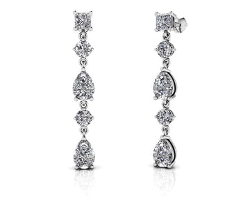 Glamorous Alternating Diamonds Drop Earrings Lab-Grown Diamond with 2.58 ct.(finished) 6x4mm, 3.5mm, 3.8mm