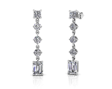 Elegant Multi Shape Diamond Earrings Diamond with 3.80 ct.(finished) 7x5mm, 3.5mm, 3.8mm