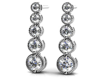Milgrain Edge Diamond Journey Earrings Lab-Grown Diamond with 1.02 ct.(finished)