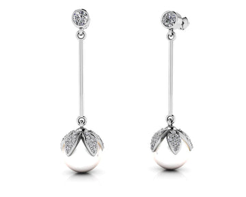 Finishing Touch Pearl And Diamond Drop Earrings Lab-Grown Diamond with 0.72 ct.(finished) 1mm, 1.2mm, 3mm