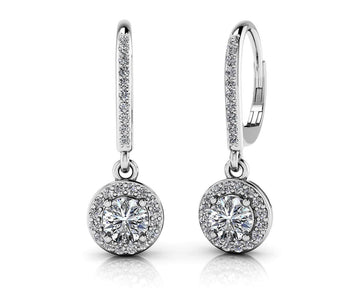 Surrounded With Love Diamond Drop Earrings Lab-Grown Diamond with 0.78 ct. (2X0.25 ct. center diamonds)