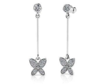 Butterfly Drop Bar Earrings Lab-Grown Diamond with 0.56 ct.(finished)