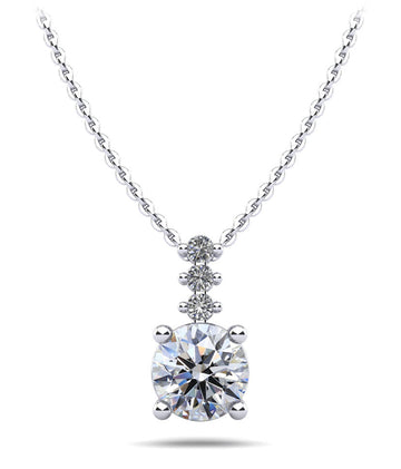 Brilliant Round Drop Diamond Pendant Lab-Grown Diamond with 2.15 ct.(finished) 2.4mm, 8.2mm