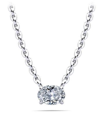 Oval Cut Horizontal Diamond Solitaire Pendant Lab-Grown Diamond with 2.00 ct.(finished) 9x7mm