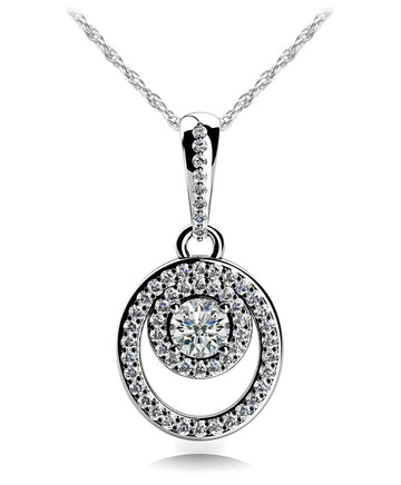 Circle And Oval Diamond Pendant Lab-Grown Diamond with 1.33 ct.(finished) 1.1mm, 1.4mm, 5.5mm