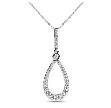 Diamond Lined Designer Teardrop Pendant Lab-Grown Diamond with 0.98 ct.(finished)