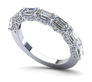 Emerald Cut Diamond Ring With Sash Setting Lab-Grown Diamond with 3.01 ct.(finished) 5x3mm, 1mm