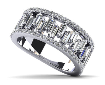 Stepping Stone Baguette Diamond Ring Lab-Grown Diamond with 1.50 ct.(finished) 3x1.5mm, 1.1mm
