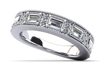Baguette and Brilliant Round Anniversary Ring Lab-Grown Diamond with 1.16 ct.(finished) 4x3mm, 1.4mm