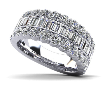 Baguettes and Rounds Anniversary Ring Lab-Grown Diamond with 2.38 ct.(finished) 2.75x1.5mm, 2.3mm
