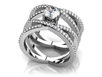Quad Strand Diamond Wedding Anniversary Ring Lab-Grown Diamond with 1.19 ct.(finished) 1.1mm, 5mm
