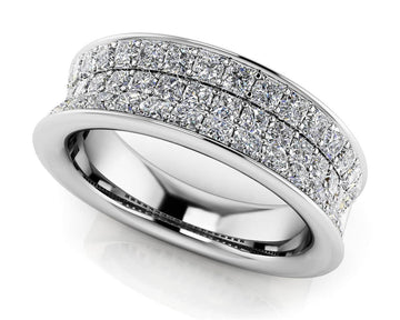 Princess Cut Three Row Anniversary Ring Lab-Grown Diamond with 1.43 ct.(finished) 1.5mm