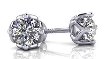 Tulip Diamond Stud Earrings Lab-Grown Diamond with 2.00 ct.(finished) 6.5mm