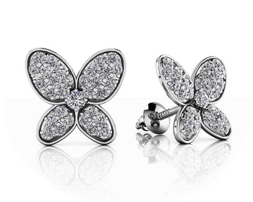 Charming Butterfly Diamond Studs Diamond with 0.33 ct.(finished) 1mm, 1.5mm