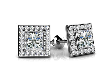 Princess Designer Diamond Stud Earrings Lab-Grown Diamond with 1.94 ct. (2X0.85 ct. center diamonds)