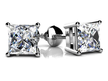 Princess Cut Diamond Stud Earrings Lab-Grown Diamond with 4.00 ct.(finished) 7mm