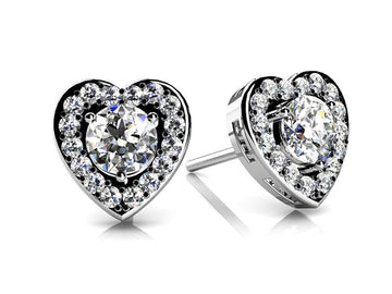 Diamond Heart Studs Diamond with 0.88 ct. (2X0.31 ct. center diamonds)