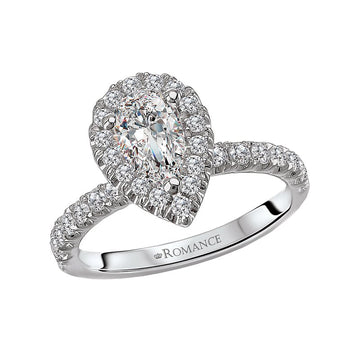 Orbelle Halo Semi-Mount Diamond Ring in 14K White Gold with Lab Grown Pear Shaped Diamond