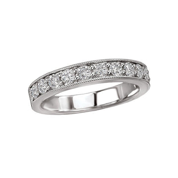 Aurenza Classics 14K White Gold Diamond Wedding Band with Milgrain Detail