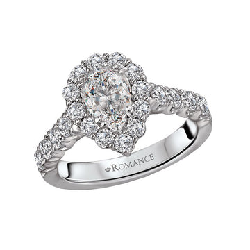 Orbelle Halo Semi-Mount Diamond Ring in 14K White Gold with Pear Shaped Lab Grown Diamond