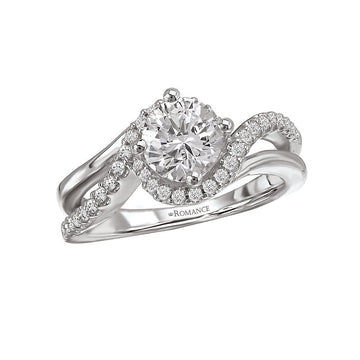 Orbelle Halo Semi-Mount Diamond Engagement Ring in 14K White Gold