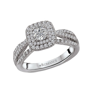 Orbelle Petite Halo Split Shank Diamond Ring Semi-Mount 14K White Gold
