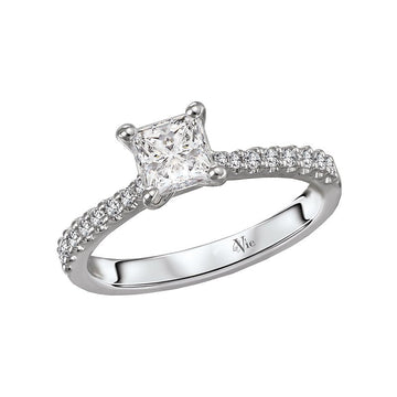Glemera Bandora 14K White Gold Semi-Mount Princess Cut Diamond Ring