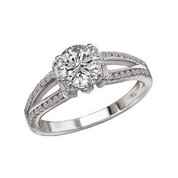 Glemera Split Shank Diamond Ring Semi-Mount 14K White Gold