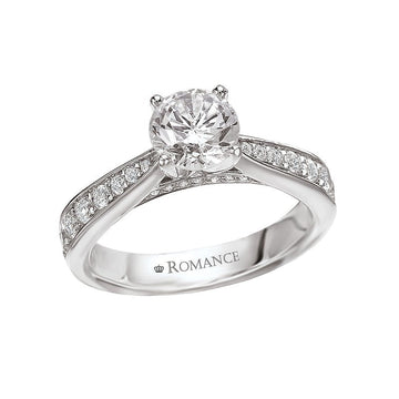 Orbelle 18K White Gold Diamond Semi-Mount Ring for 6.5mm Round Center Stone