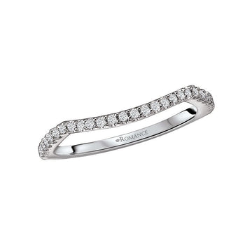 Orbelle Curved Wedding Band in 18K White Gold with 1/7 Carat White Diamond