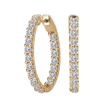 Luxora 14K Yellow Gold Diamond Oval Hoop Earrings