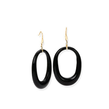 Aurenza Classics 14K Yellow Gold Oval Black Onyx Fashion Earrings