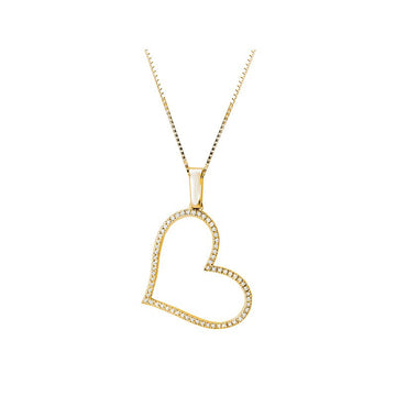 Luxora Diamond Heart Pendant - 14K Yellow Gold Round White Diamond Necklace
