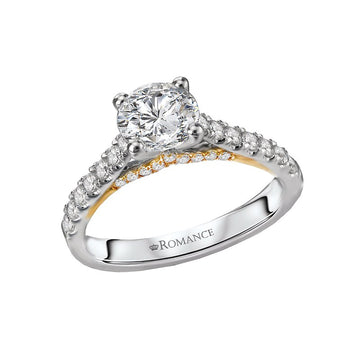 Bandora 14K White and Yellow Gold Semi-Mount Diamond Engagement Ring