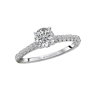 Orbelle Petite Bandora 14K White Gold Diamond Engagement Ring with Round Center Stone