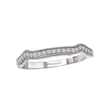Orbelle 14K White Gold Scalloped Diamond Wedding Band - Curved / Nesting Style