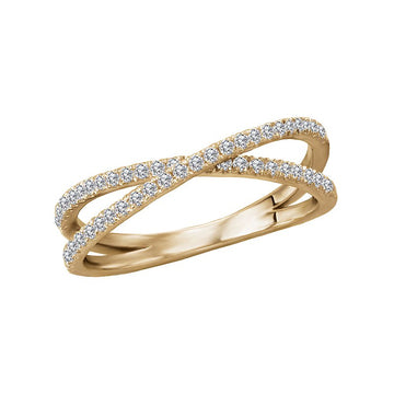 Luxora Classic 14K White Gold Diamond Criss Cross Fashion Ring