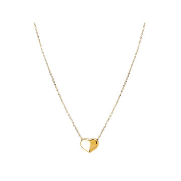 Italian 14kt Yellow Gold Puffed Heart Necklace - Luxora Essential Collection