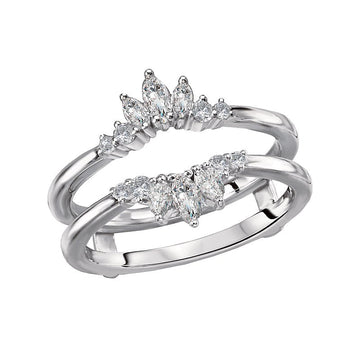 Glemera Diamond Wrap Ring Guard | 14K White Gold Marquise & Round Diamond Band