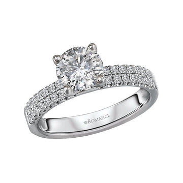 Bandora 14K White Gold Double Row Diamond Semi-Mount Engagement Ring