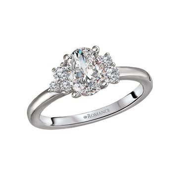 Orbelle Oval Lab Grown Diamond Semi-Mount Engagement Ring in 14K White Gold
