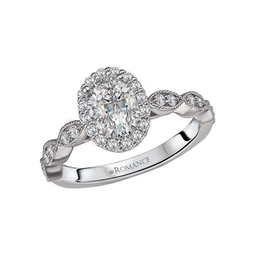 Orbelle Halo Semi Mount Ring in 14K White Gold with Oval Diamond Halo