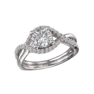 Orbelle 14K White Gold Split Curved Shank Engagement Ring