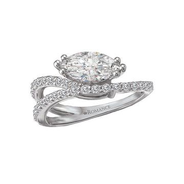 Orbelle 14K White Gold Marquise Diamond Wave Shank Engagement Ring