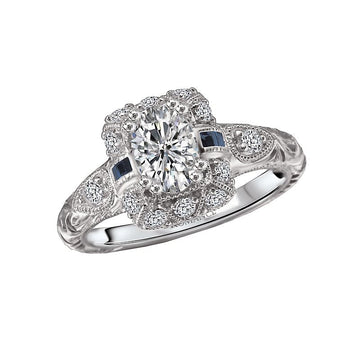 Vintage 18K White Gold Sapphire and Diamond Semi-Mount Ring