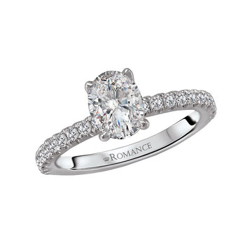 Orbelle 18K White Gold Oval Cut Diamond Semi-Mount Engagement Ring