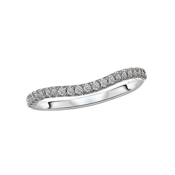 Aurenza Classics Curved Wedding Band in 14K White Gold with Round Faceted Diamonds
