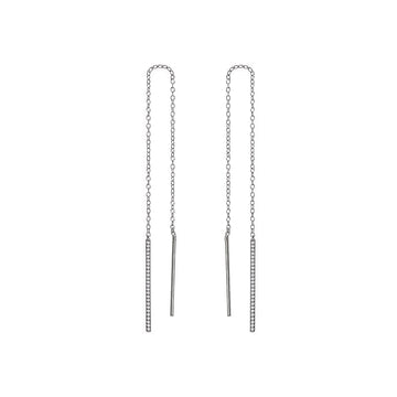 Luxora 14kt White Gold Diamond Threader Earrings - Round Cut Sparkling Stones